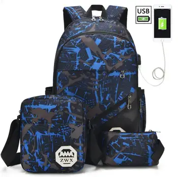 

3pcs bag set boys school bags kids waterproof school backpack for boy bookbag student schoolbag kids pen pencil bag