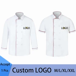 Logotipo personalizado chef jaqueta catering longo/mangas curtas roupas de trabalho vestir restaurante uniforrms casaco feminino cozinha cozinhar roupas