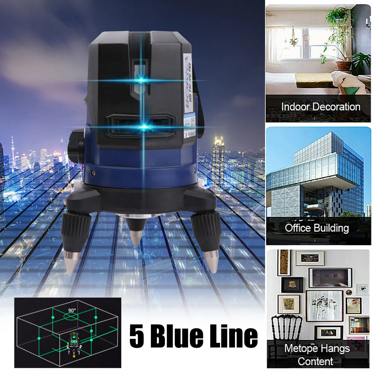 

Laser Level 5 Line Blue Self Leveling Outdoor 360 Degree Rotary Cross Measure Tool Supers Powerful Green Laser Level