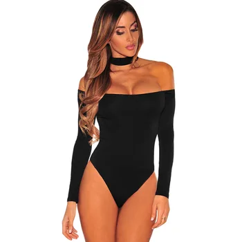 

Halter Jumpsuit Black for Women Sexy Long Sleeve One Piece Jumpsuit Body Mujer Manga Larga Mameluco Womens Body Suits Body Femme