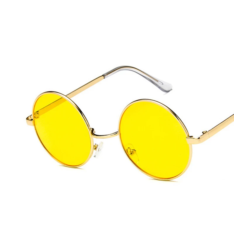 Женские солнцезащитные очки, брендовые, дизайнерские, женские, Круглые, розовые, желтые, фиолетовые линзы, Ретро стиль, солнцезащитные очки, Ретро стиль, Oculos De Sol Gafas - Цвет линз: c4yellow
