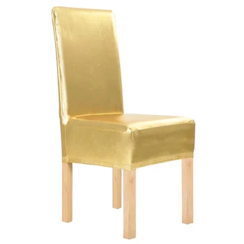 

4Pcs golden color Modern Plain Chair Cover Spandex Stretch Elastic Chair Covers Seat Cover For Dining Hotel Wedding Banquet