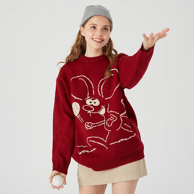 Свитер с Микки Маусом женские свободные вязаные свитера круглым вырезом и