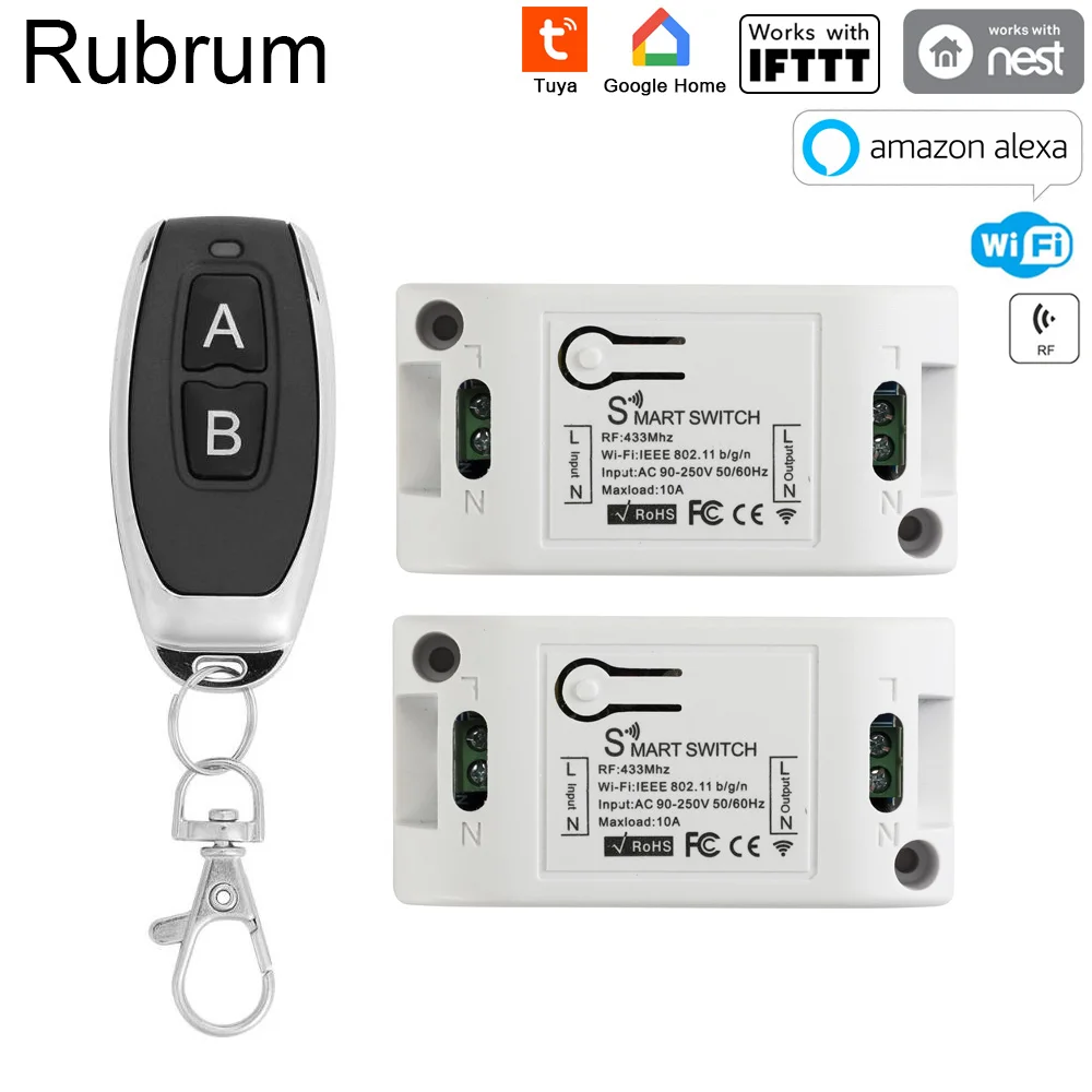 

Rubrum Wifi Switch Smart Switch AC 220v Smart Home Remote Wireless Light Switch Module Works Alexa Google Home Tuya Smart Life