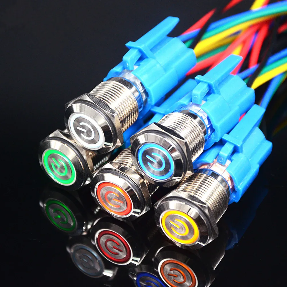 Водонепроницаемый металлический кнопочный переключатель со светодиодный