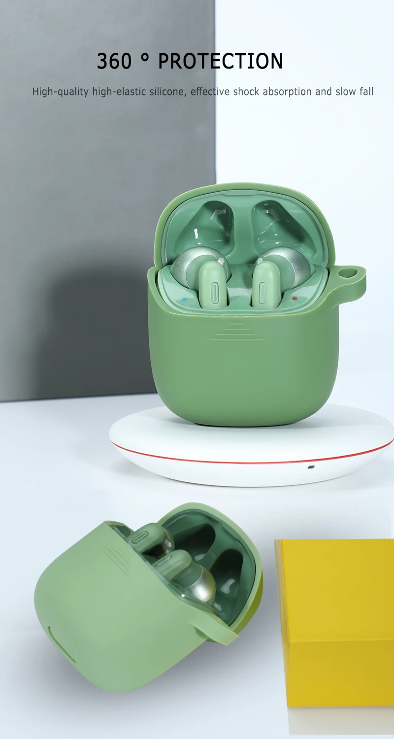 Силиконовый однотонный защитный чехол TWS для Bluetooth гарнитуры Airpods Apple JBL Tune 220