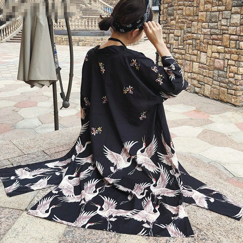 Японские кимоно yukata кардиган модная блуза для женщин 2020 Длинные рукава Кардиган
