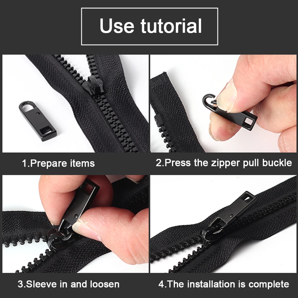 2Pcs Universal Fix Zipper Puller Repair Kit Replacement Zippers Head Buckle  For Jackets Clothes Backpacks