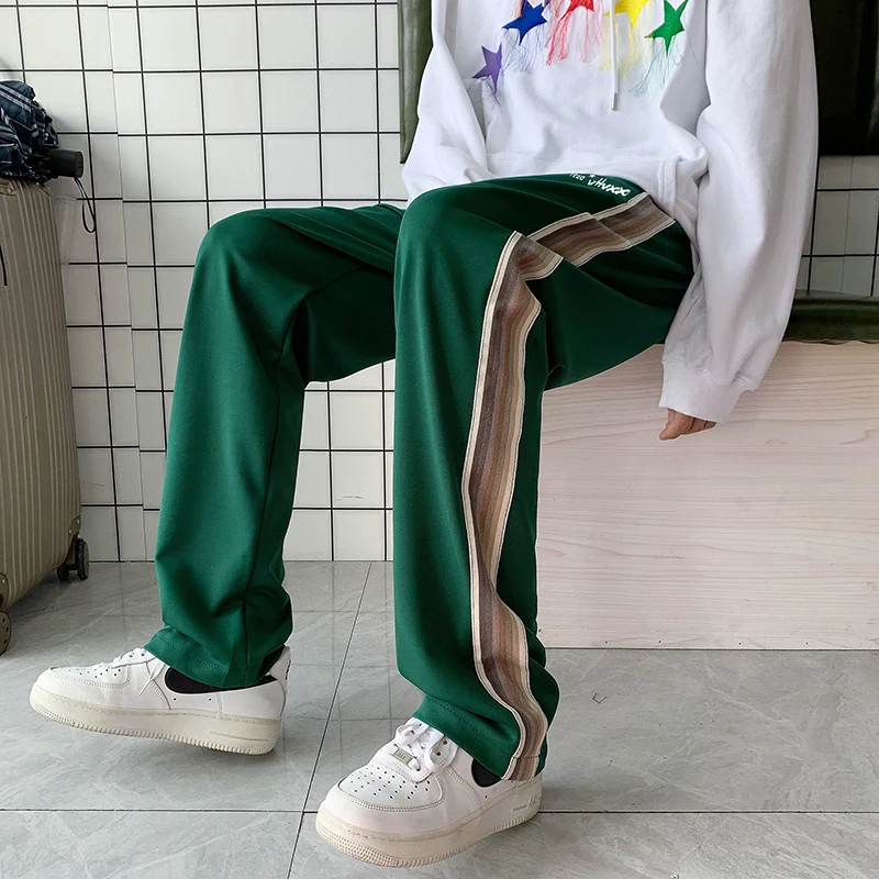 Spring/summer Men's High Street Fashion Casual tracksuit Men's Basic Side stripe wide leg breathable tracksuit Tracksuit wide leg pants wide leg sweatpants