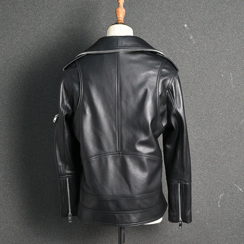 Female Genuine Leather Jackets Sheepskin Motorcycle Jacket Women Fashion Slim Soft Biker Coat S9029