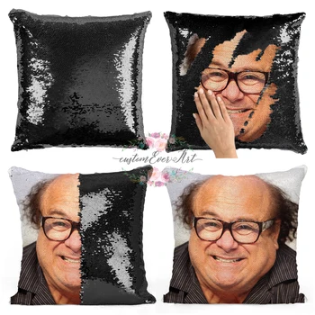 

Super Shining Danny Devito Reversible Color Changing Pillow Case Magical Nicolas Cage Cushion Cover With Sequins Pillow Cover