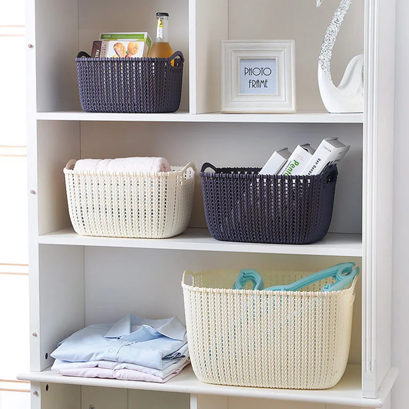 Pp Storage Basket 29.5*22.5*16.5cm Large Volume Cosmetics Space Saver Home Sundries Basket Excellent 3 Color Table