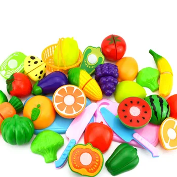 

Fruit Vegetable Food Cutting Set Pretend Role Play Kitchen Food Toys for Kids Educational Toys,18pcs Ran Style