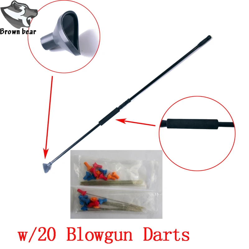 Blacl M50 Blow Gun with junction tube and 20pcs Metal needle darts for Hunting shoooting blowgun