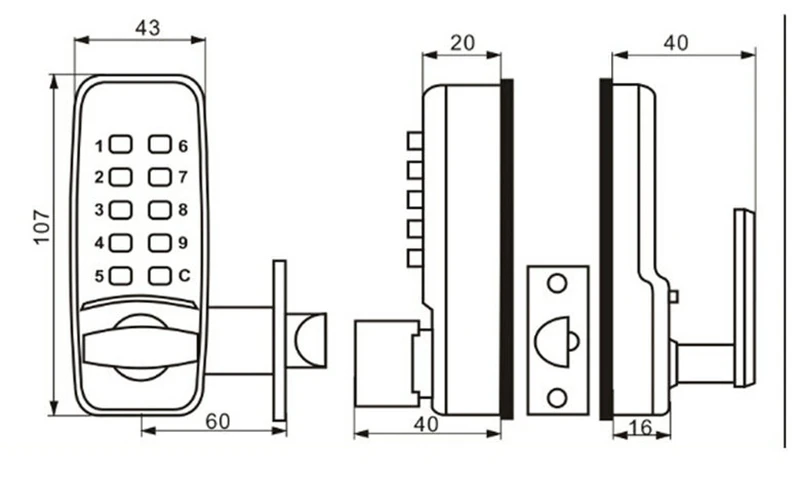 Waterproof Lever Handle Mechanical Combination Lockey Digital Numberal Deadbolt Door Coded Lock