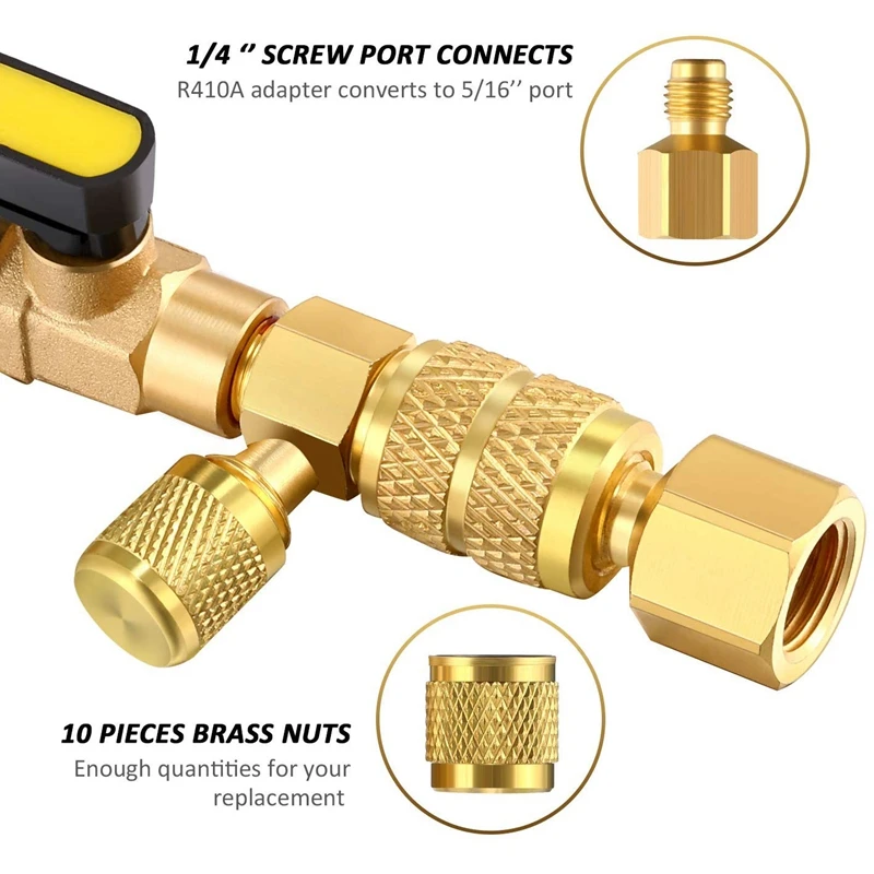  Valve Core Remover 32Pcs R22 R134A R12 A/C Valve Core Remover 20 Spools and 10 Brass Nuts HVAC Spoo