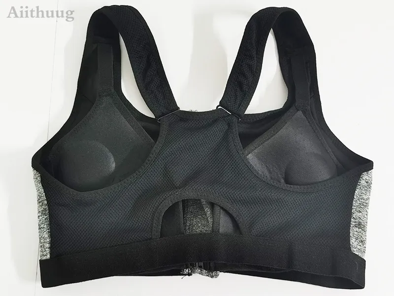 Aiithuug Women's Double Closure Control Sport Bra High Impact