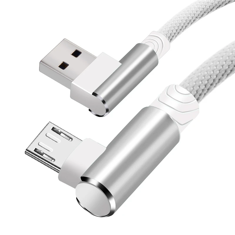 Silver For Micro Micro USB кабель 90 градусов USB кабель 1 м 2 м 3 м для samsung S7 S6 2,4 A быстрая зарядка для huawei для Xiaomi 4X Note 5 кабели для планшетов - Цвет: Silver For Micro