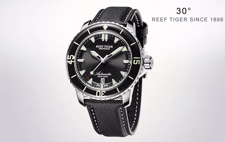 Мужские наручные часы для дайвинга, мужские спортивные автоматические часы Reef Tiger, мужские роскошные 200 м водонепроницаемые механические наручные часы relogio RGA3035