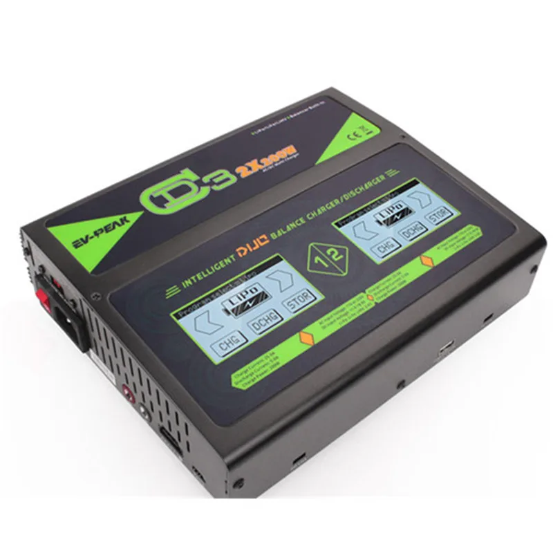 EV-PEAK CD3 2x200 W 25A Dual AC 110/220 V вход 1-6S LiPo зарядное устройство с двумя сенсорными экранами