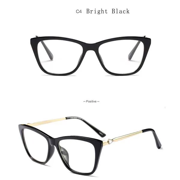 Bright Black Модные квадратные женские очки "кошачий глаз", новинка, Кристальные оптические очки, оправа, фирменный дизайн, простые очки Oculos De Grau Feminino - Цвет оправы: Bright Black