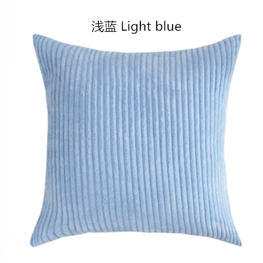 Stripe Light blue Полосатая подушка в клетку для стула, мягкая подушка, полиэфирная Вельветовая плюшевая однотонная подушка, чехол для дивана, домашний декор, 40x40 45 50 60 70, на заказ - Цвет: Stripe Light blue