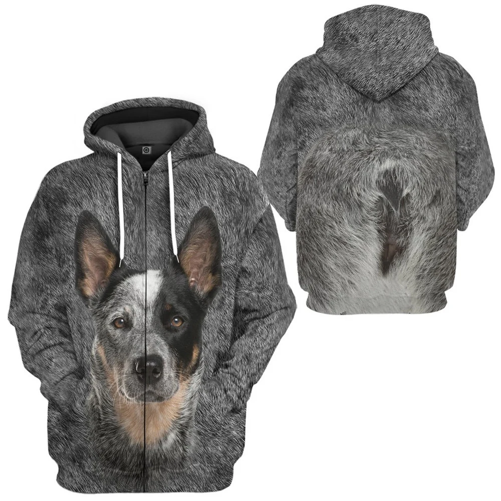 HX Rottweiler Zip Hoodies 3D Graphic Front and Back Printed Sweatshirts Fashion Casual Streetwear Harajuku Men Clothing