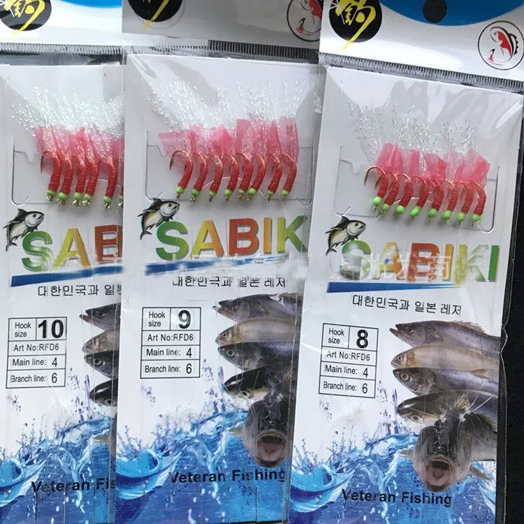 10 мешков морские рыболовные приманки Sabiki 8 крючков | Спорт и развлечения
