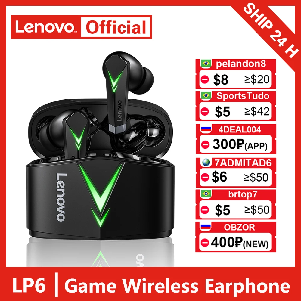 Lenovo Live Pods LP6 Wireless Earphone TWS Gaming Earbuds Bluetooth 5.0