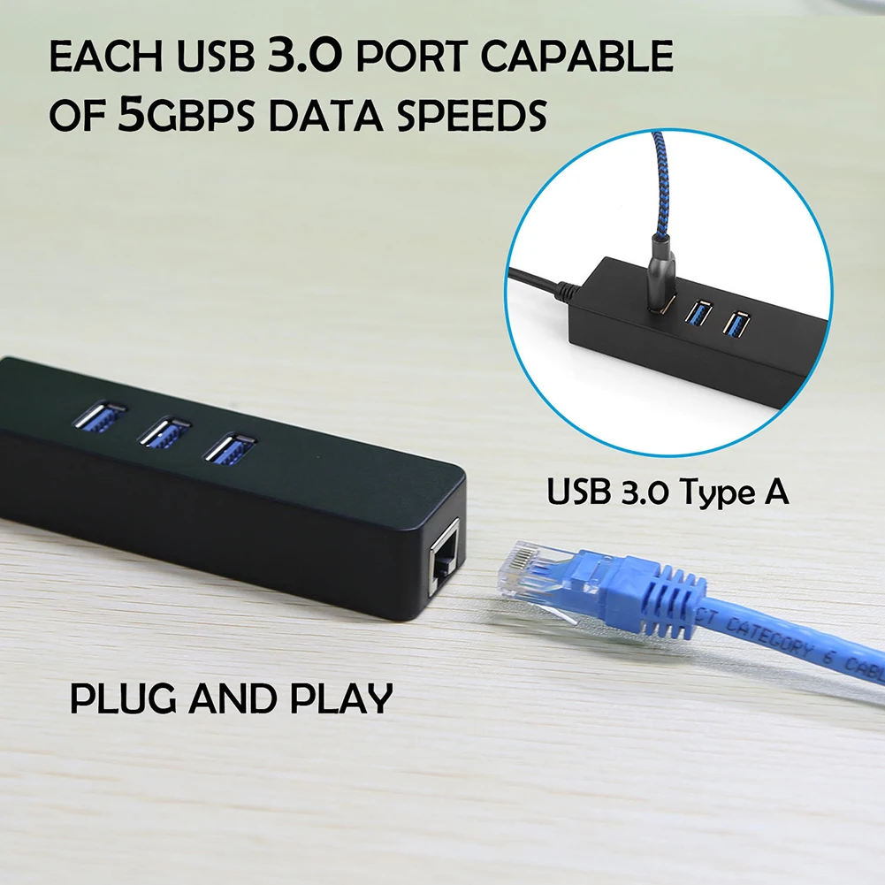 Компьютер 1000 Мбит/с 3 порта USB 0 Gigabit Ethernet LAN Rj45 сетевой адаптер концентратор