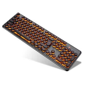 

Gaming mechanical Keyboard 104Keys RGB Backlit Retro Round Glowing Keycap Metal Panel USB Wired Illuminated Border Waterproof