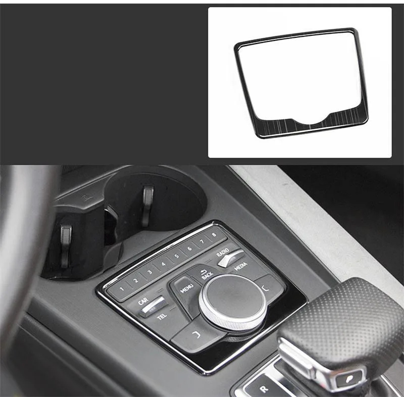 Автомобильный стайлинг держатель для стакана воды панель переключения передач мультимедийная декоративная крышка наклейки накладка для Audi A4 B9 интерьерные авто аксессуары - Название цвета: Brushed Black