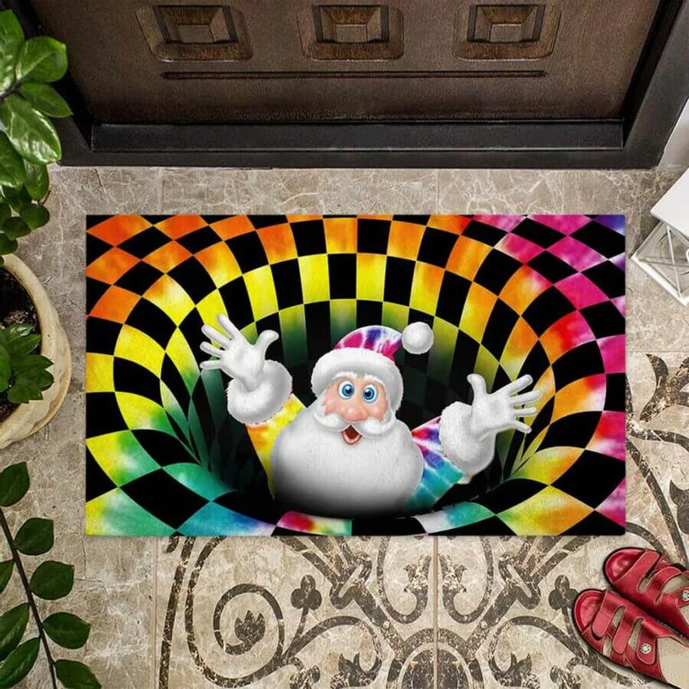 

CLOOCL Merry Christmas Santa Doormat Home Decor 3D Welcome Mat Non-slip Absorbent Doormat Bathroom Carpet for Home Living Room