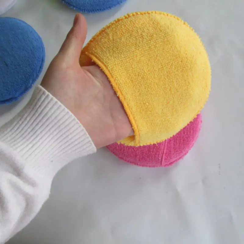 Car Sponge Polish Pad Waxing Foam Sponge Round High Density Round Car Wax Sponge Microfiber Car Wash Cleaning Sponge Cloth