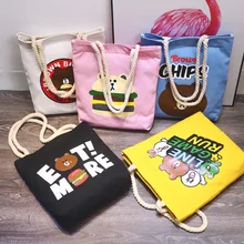 Микро для японского и корейского стиля коричневый медведь Холщовая Сумка Гамбург картофельные чипсы школьная сумка художественная женская наплечная сумка