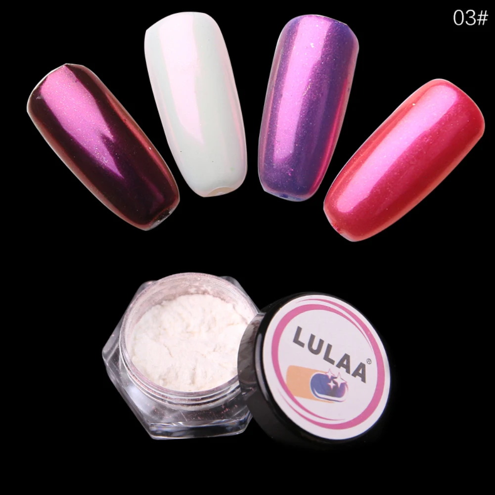Lulaa 1 коробка Волшебная зеркальная пудра для ногтей перламутровая втирка для ногтей пыль маникюр Дизайн ногтей Блеск хром порошок украшения для ногтей TSLM1 - Цвет: 03
