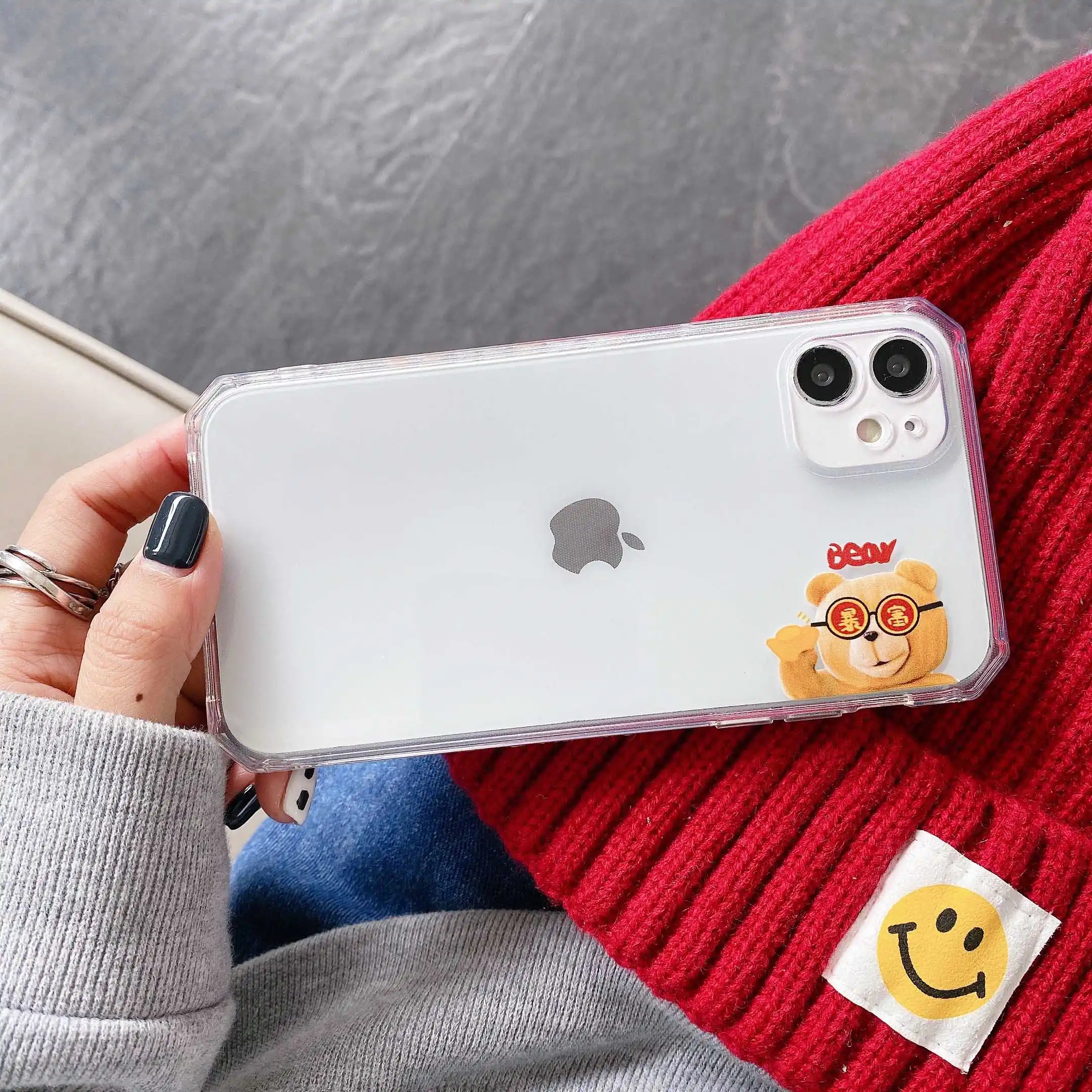 金持ちクマとウサギの漫画の携帯電話ケースiphone 12 11プロマックスxr X Xs 7プラス8 7クリアシリコーンカバーソフトfundasバック Phone Case Covers Aliexpress