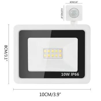 

White shell Motion Sensor LED Flood Light 10W 20W 30W 50W 100W AC220V Floodlight IP65 Waterproof Projector garden Outdoor Light