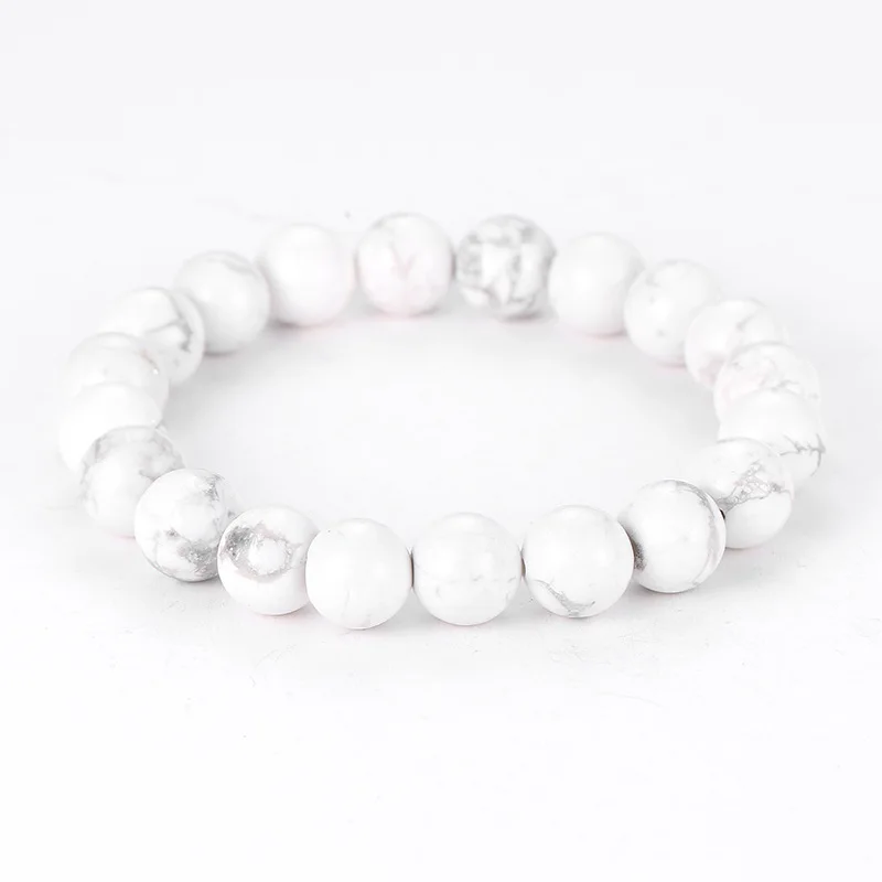 2019 Hot A Grade White Pine Stone 6mm 8mm 10mm 12mm Elastic Beads Bangle Bracelet Fashion Buddha Jewelry Gift for Men Women | Украшения и