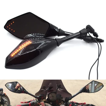 

Motorcycle Rearview Mirrors LED Turn Signal Integrated Mirrors For Kawasaki Ninja ZX10R ZX6R 636 Z1000SX 1000 Tourer Z1000 Z750R