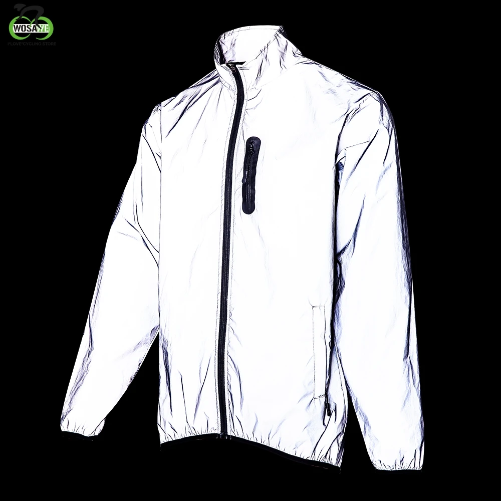 Bike Jacket Windbreaker Wosawe Cycling Rainproof Breathable Sports Running Full-Reflective
