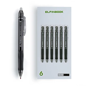 

6Pcs/Set Office Gel Pen Erasable Ball Knock Clicker Rod Erasable Pen Washable Handle 0.5mm Black Ink School Writing Stationery