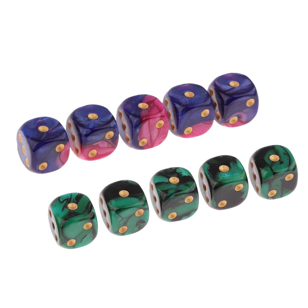 10Pieces 6-sided Game Dice 16mm Dice for Board Games and Teaching Math Multi-color