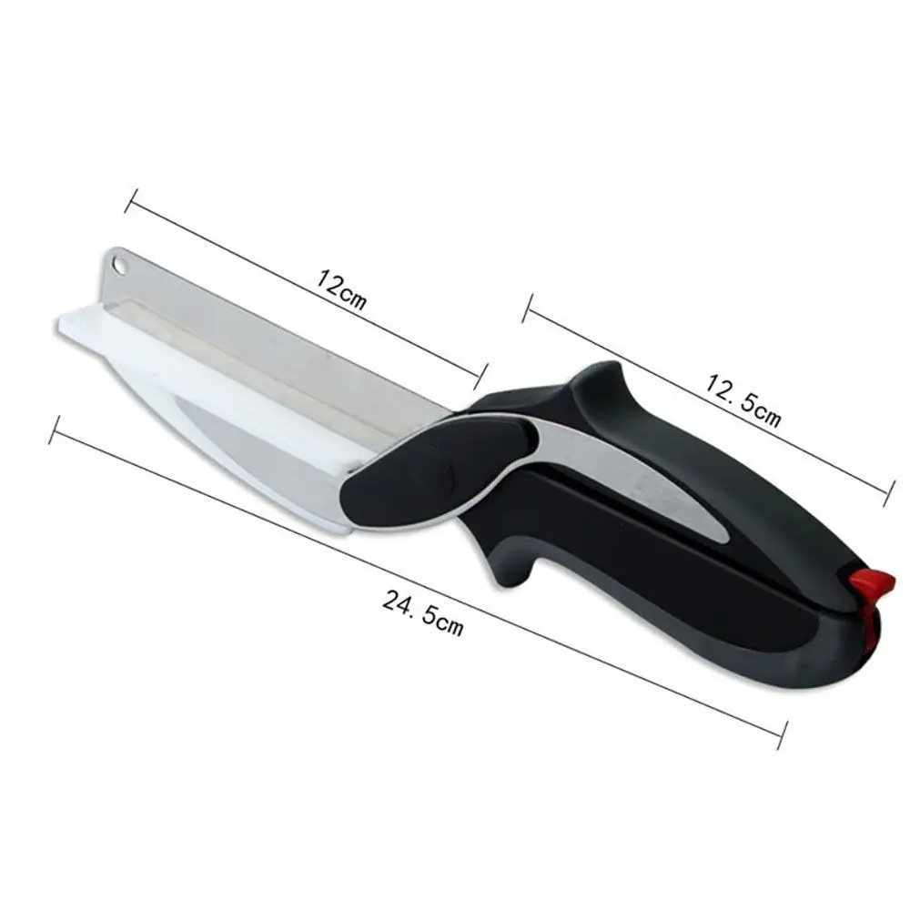 Stainless Steel Kitchen Scissors 2 in 1 Cutting Board Chopper Clever Fruit Vegetable Multifunctional Cutter Stainless Steel Kitchen Scissors 2 in 1 Cutting Board Chopper Clever Fruit Vegetable Multifunctional Cutter