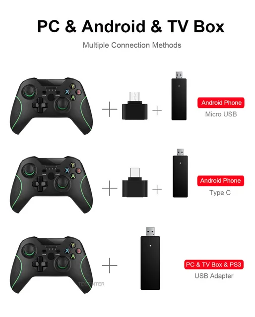 Mando inalámbrico para Xbox One, 2,4G, PC, Android, smartphone, Joystick, PS3 6