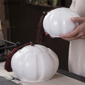

Porcelain tea box kitchen storage bottle food honey salad pumpkin pot container tea coffee portable storage tank tea pot