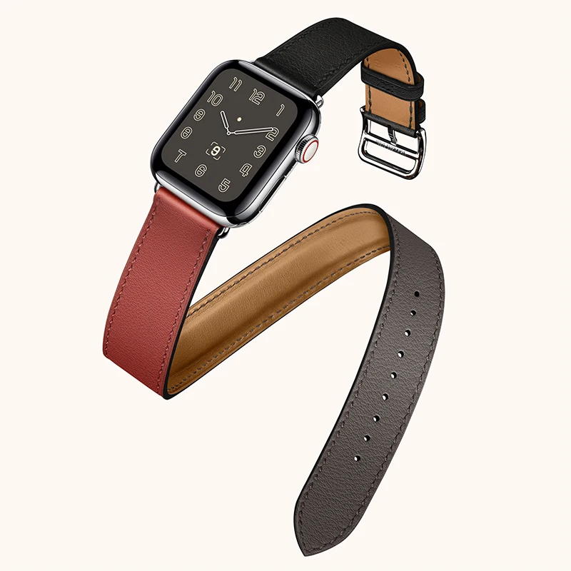 Браслет Kebitt из натуральной кожи для мужчин и женщин для apple watch серии 5 4 3 2 iwatch ремешок 38 40 мм 42 44 мм ремень Noir Brique - Цвет ремешка: Noir Brique Etain(2)