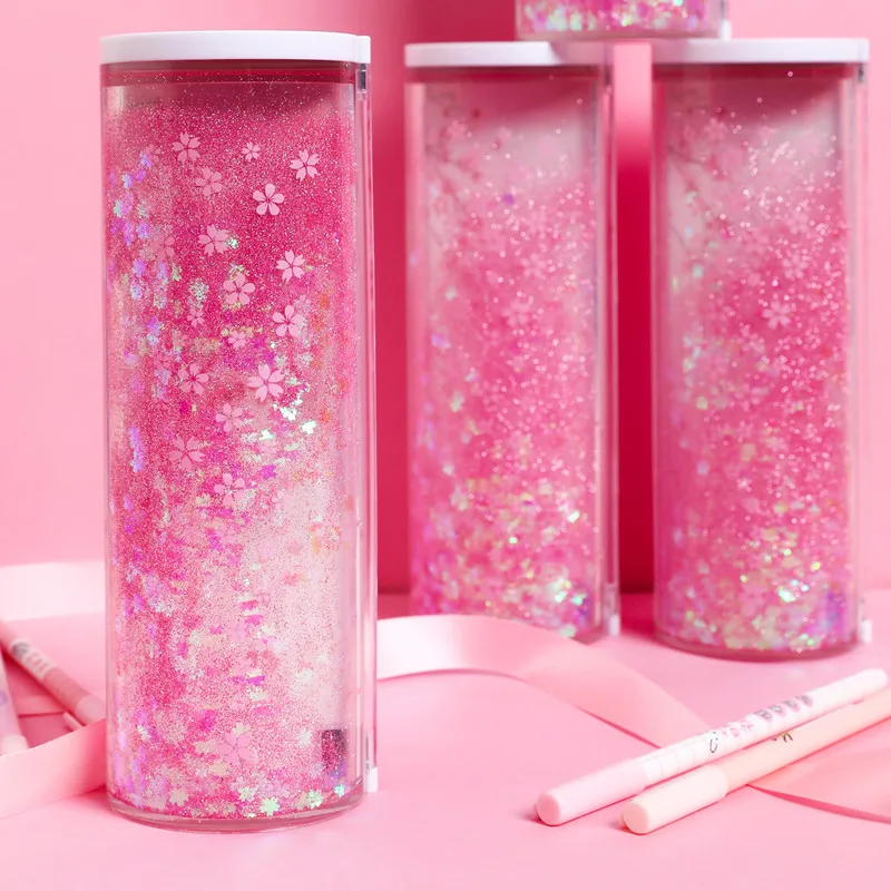 Ceny Pulpit artykuły do szkoły piórnik kalkulator lustro Kawaii przezroczyste wielofunkcyjny piórnik Nbx różowy dwustronna