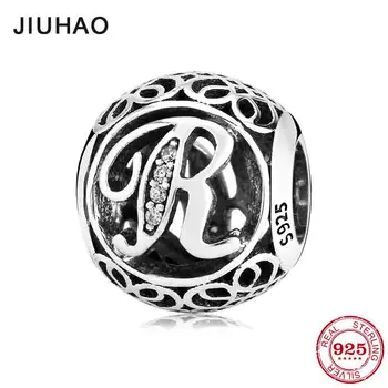 

925 Sterling Silver delicate Hollow Letter R womens beading accessories for jewelry Fit Original JIUHAO Charms Bracelets making
