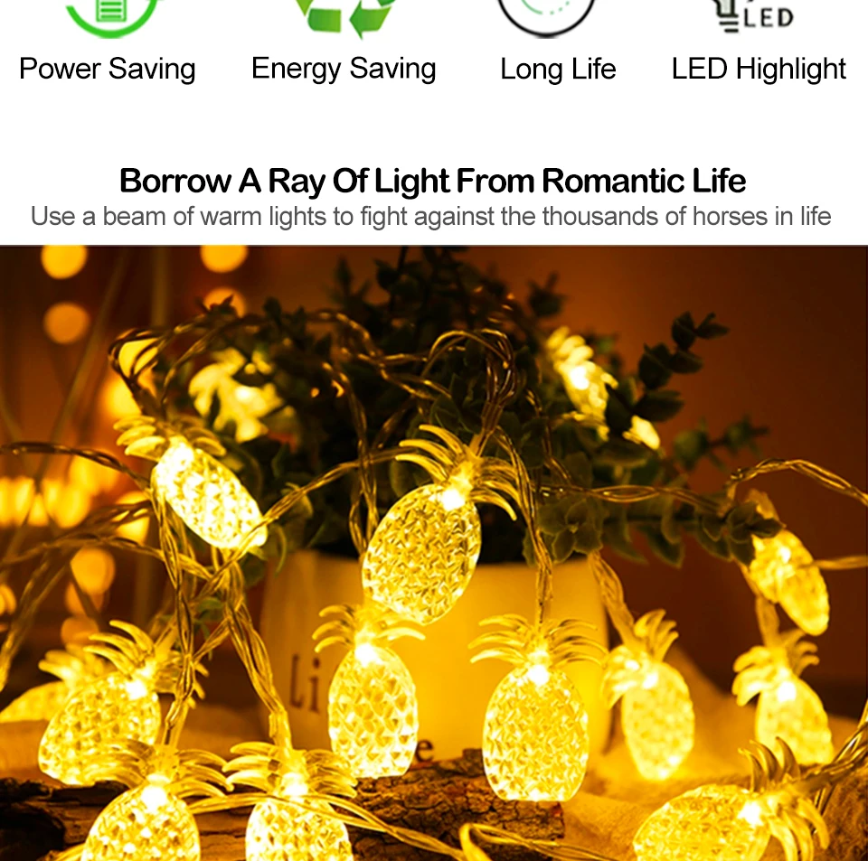 wall night light LED Pineapple Garland String Lights Christmas Fairy Tale String Lights Outdoor Holiday Wedding Christmas Party Home Decoration moon night light